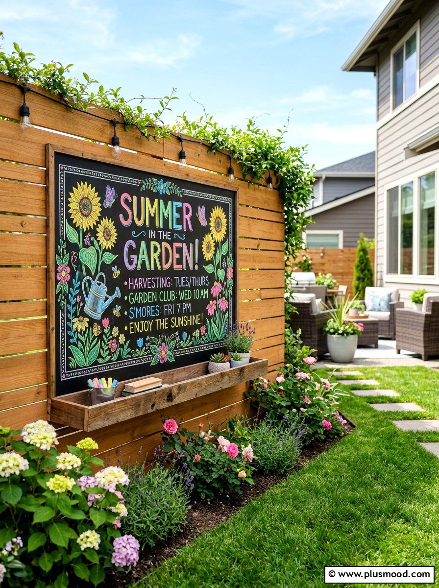 Outdoor chalkboard - 25 small backyard ideas for kids