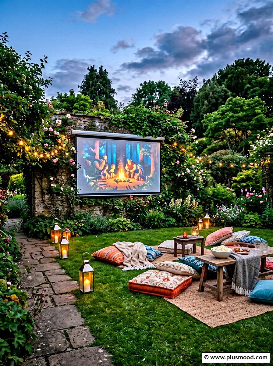 Outdoor cinema screen - 25 summer garden decor ideas