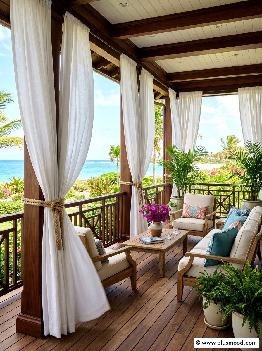 Outdoor curtain front porch - 25 summer elegant front porch ideas