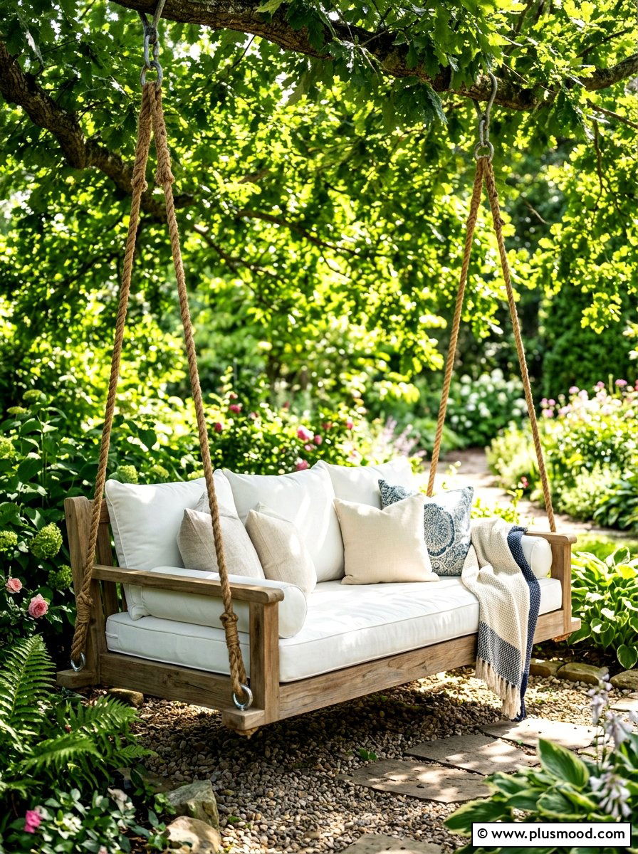 Outdoor daybed swing - 25 summer backyard oasis ideas