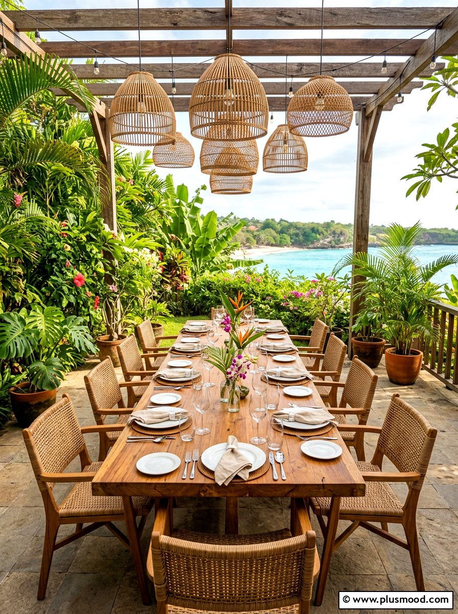 Outdoor dining area - 25 summer backyard tropical ideas