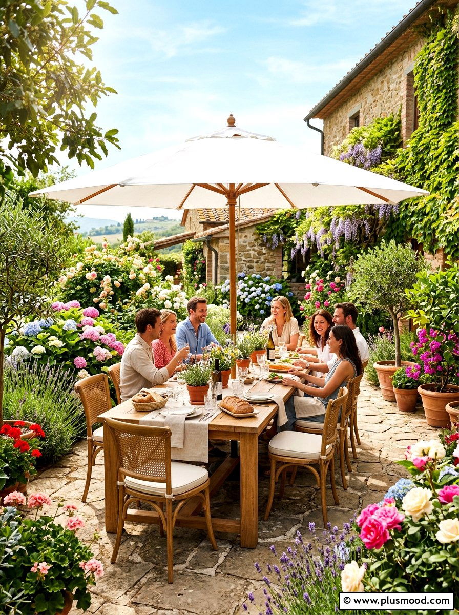 Outdoor dining space - 25 summer full sun garden ideas