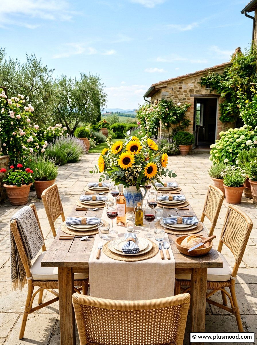Outdoor dining table setting - 25 late summer patio ideas
