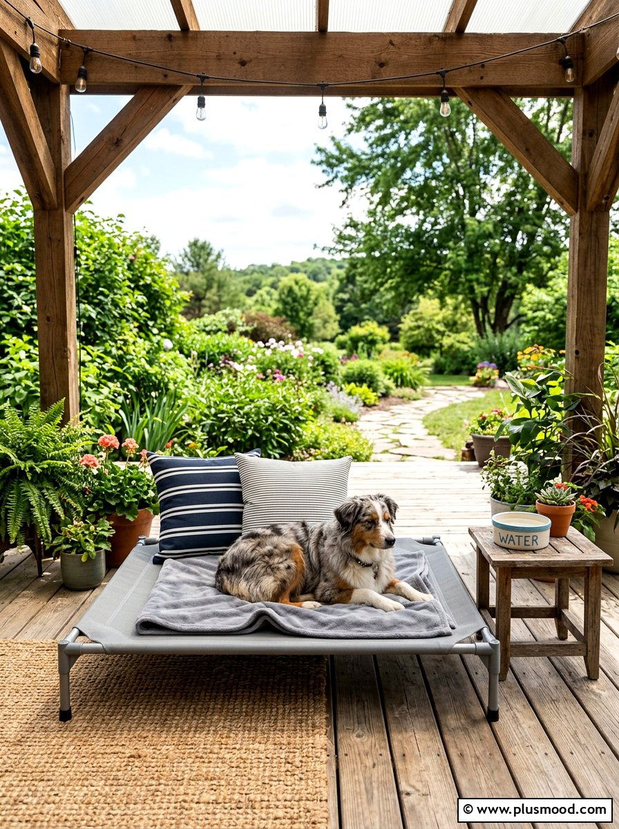 Outdoor dog bed station - 25 small backyard ideas for dogs