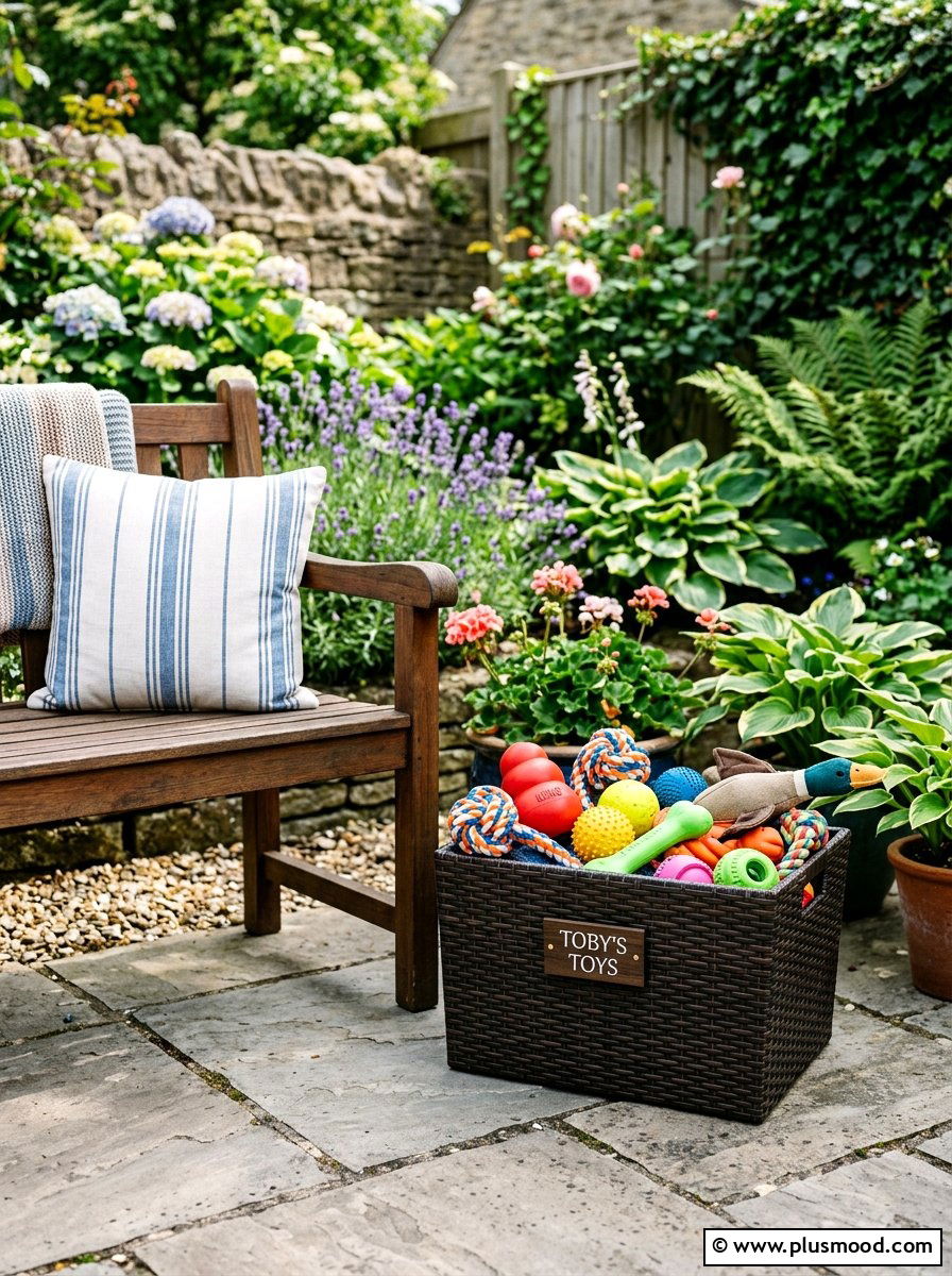 Outdoor dog toy box - 25 small backyard ideas for dogs