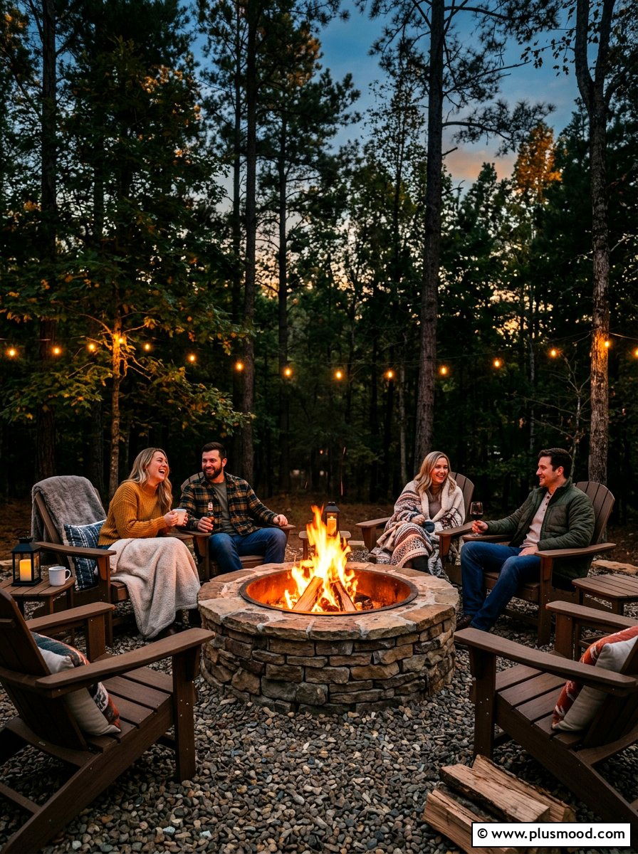 Outdoor fire pit lounge - 25 cozy summer backyard ideas