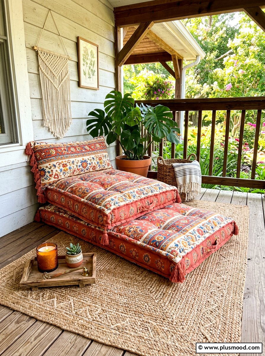 Outdoor floor cushion - 25 summer porch corner decor ideas