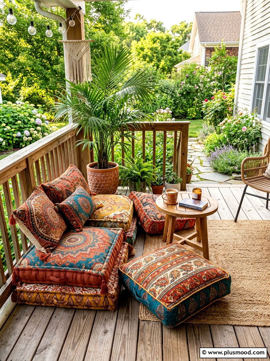 Outdoor floor cushions - 25 summer small porch curb appeal ideas