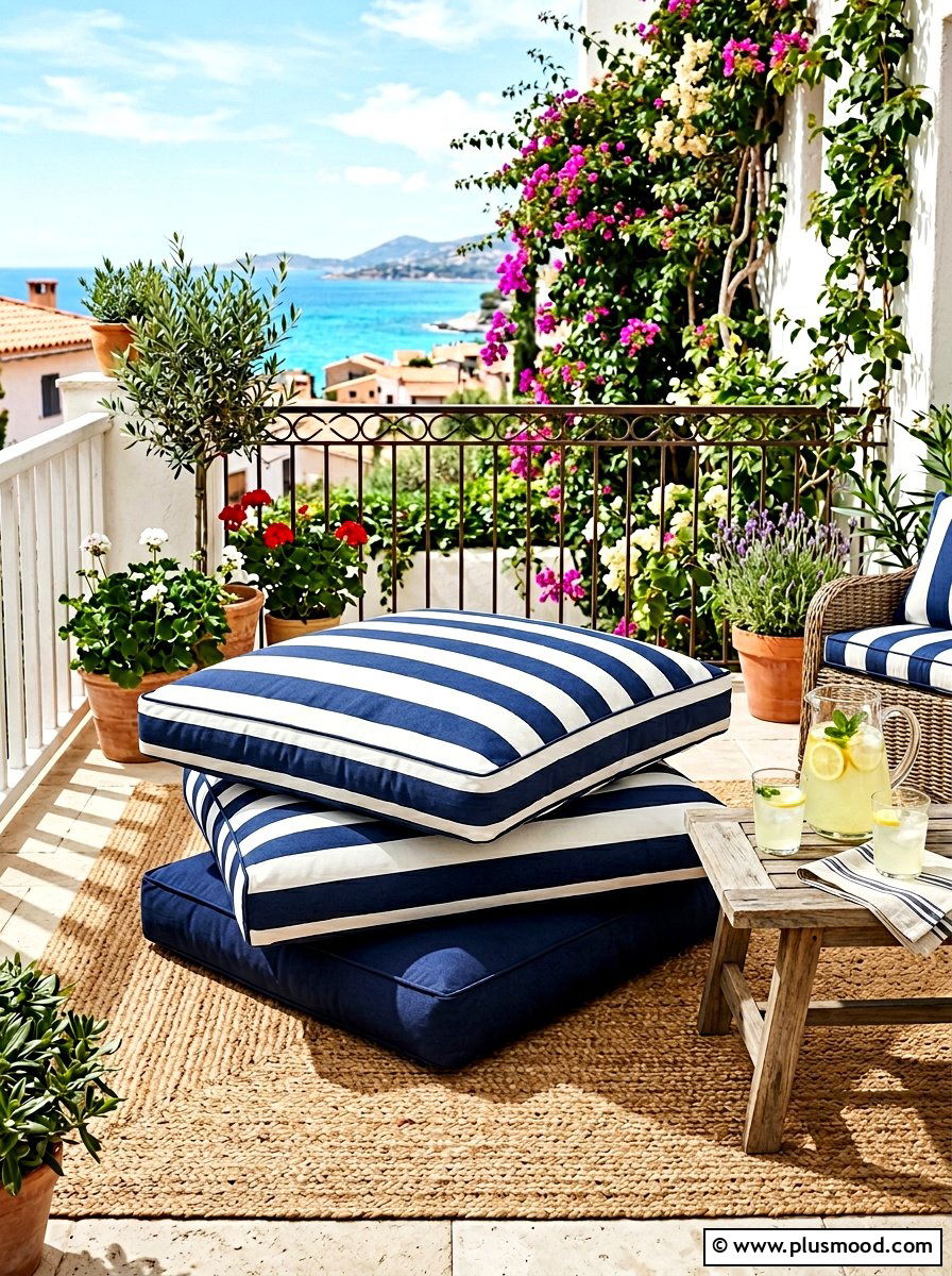 Outdoor floor cushions - 25 late summer balcony ideas