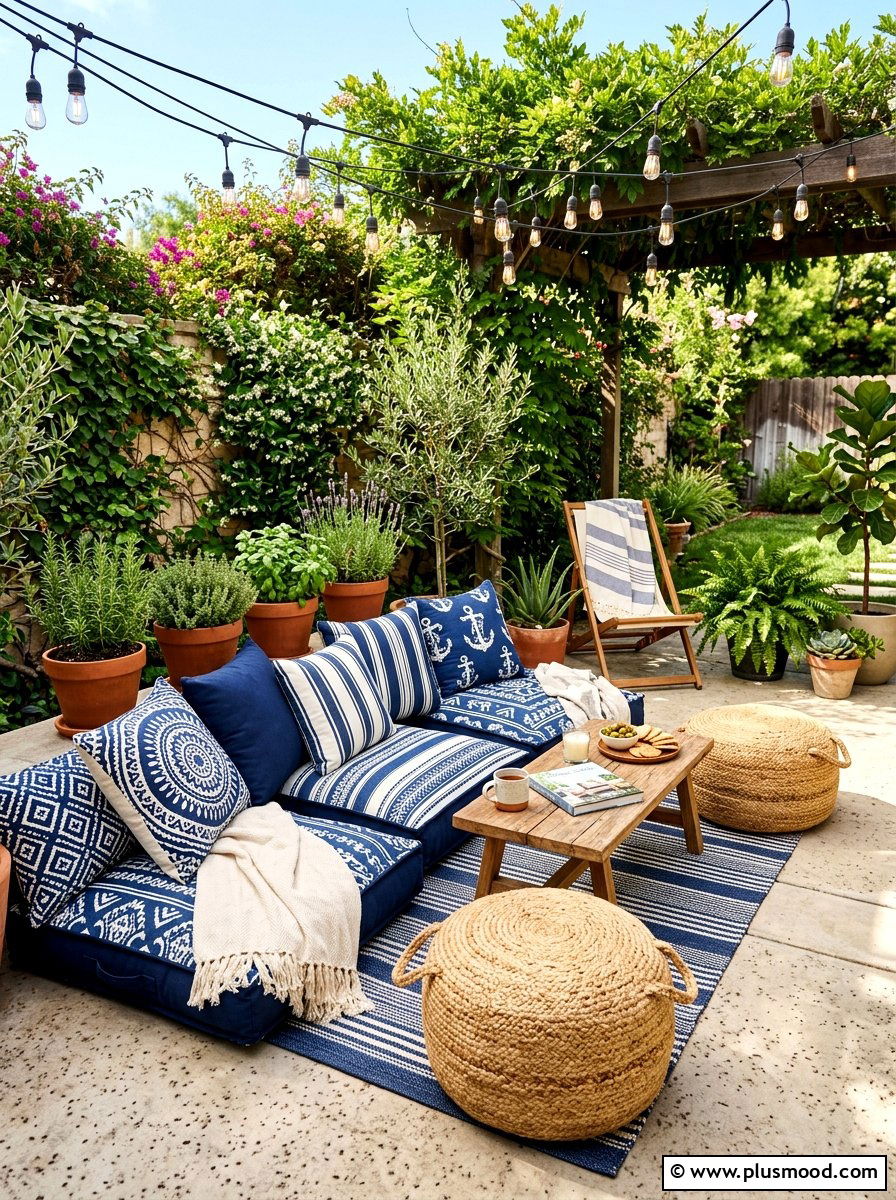 Outdoor floor pillows - 25 cozy summer patio ideas