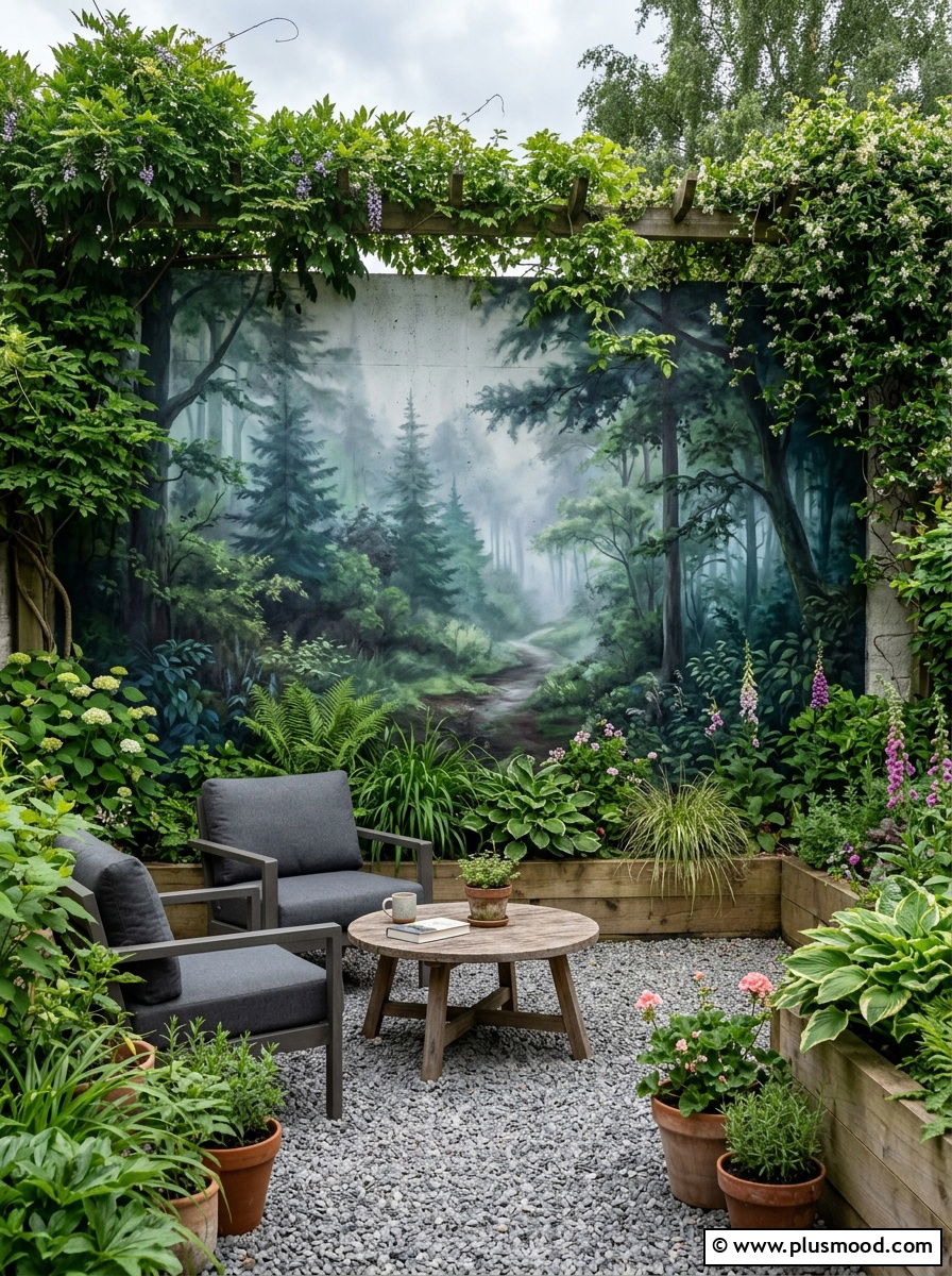 Outdoor garden wall mural - 25 outdoor garden decor ideas with wall art