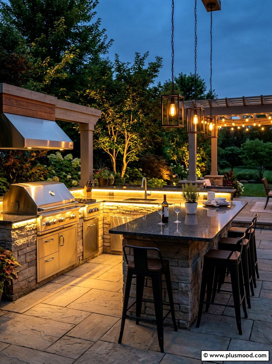 Outdoor kitchen lighting - 25 summer landscape lighting ideas