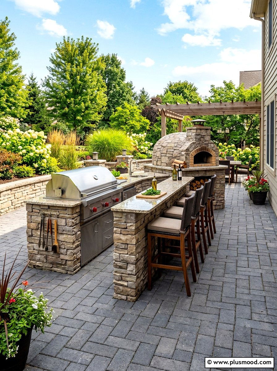 Outdoor kitchen paver patio - 25 summer paver patio ideas
