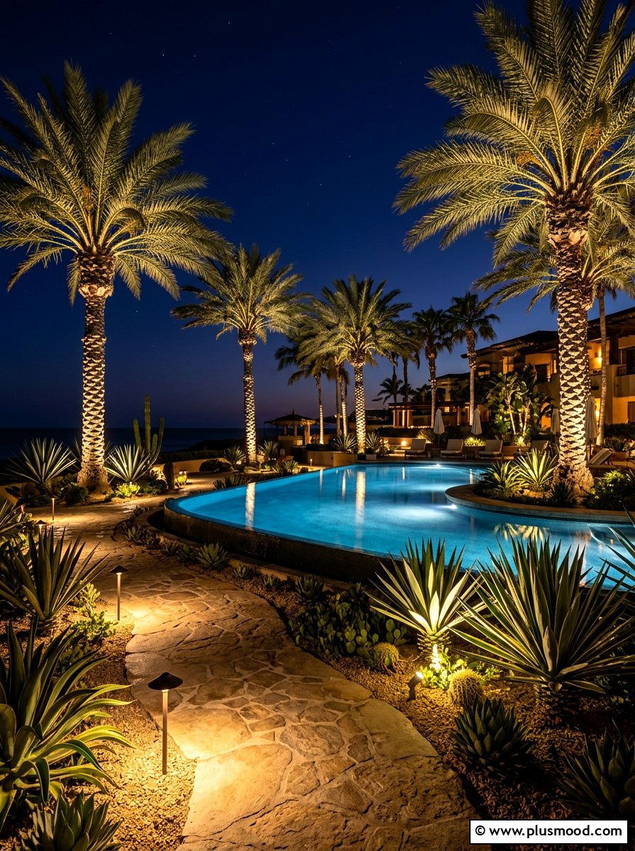 Outdoor landscape lighting - 25 pool landscaping ideas for desert climates