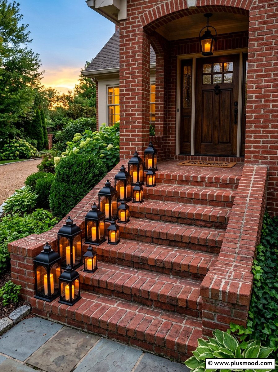 Outdoor lanterns for brick porch steps - 25 summer front porch decor ideas for brick house