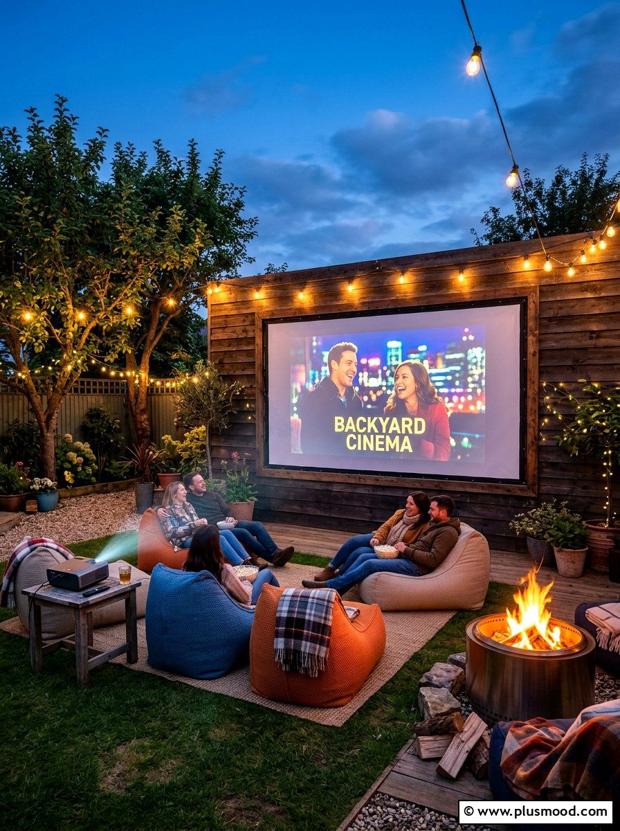 Outdoor movie screen - 25 summer bonfire party ideas
