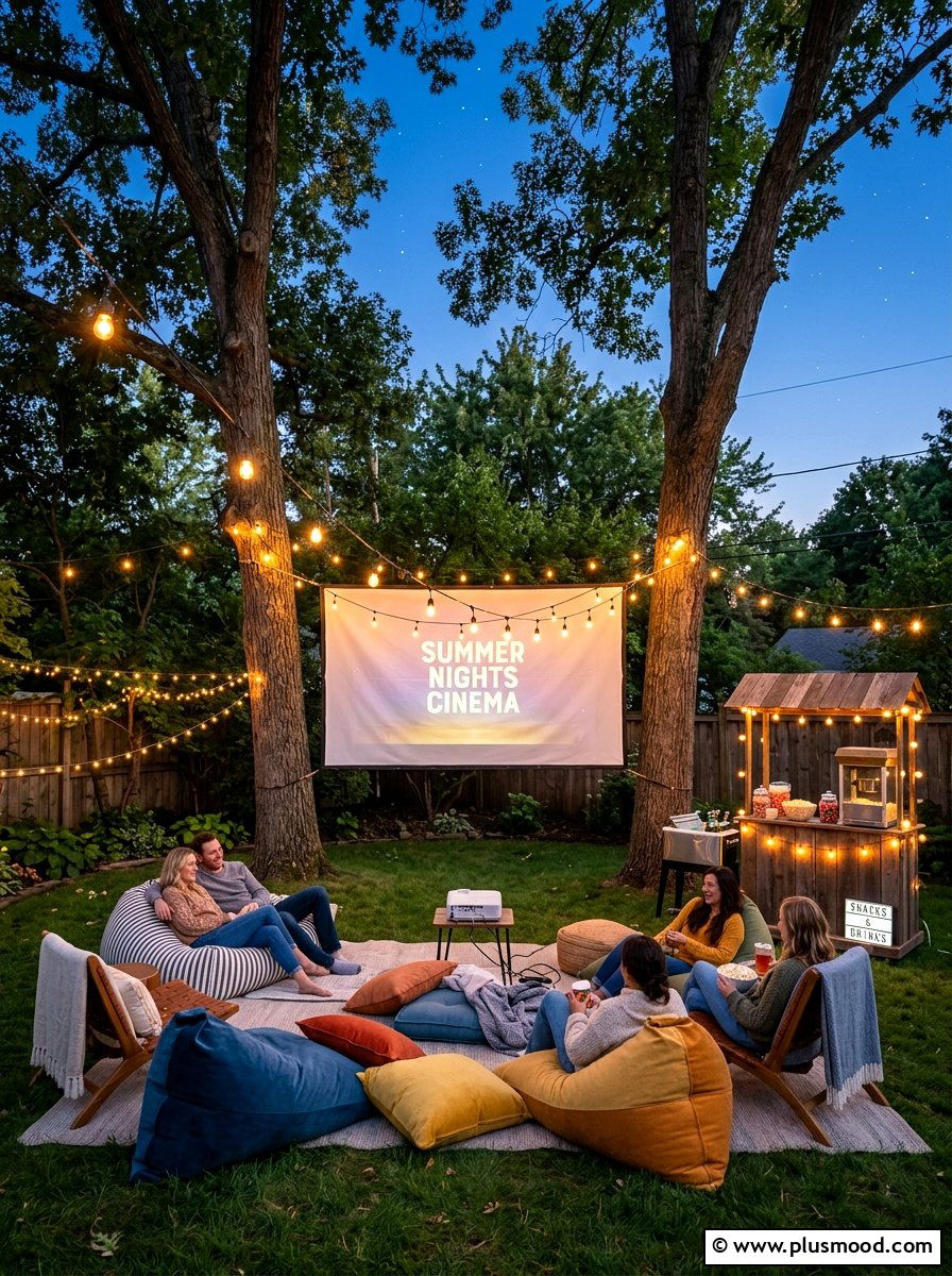 Outdoor movie screen setup - 25 late summer patio ideas