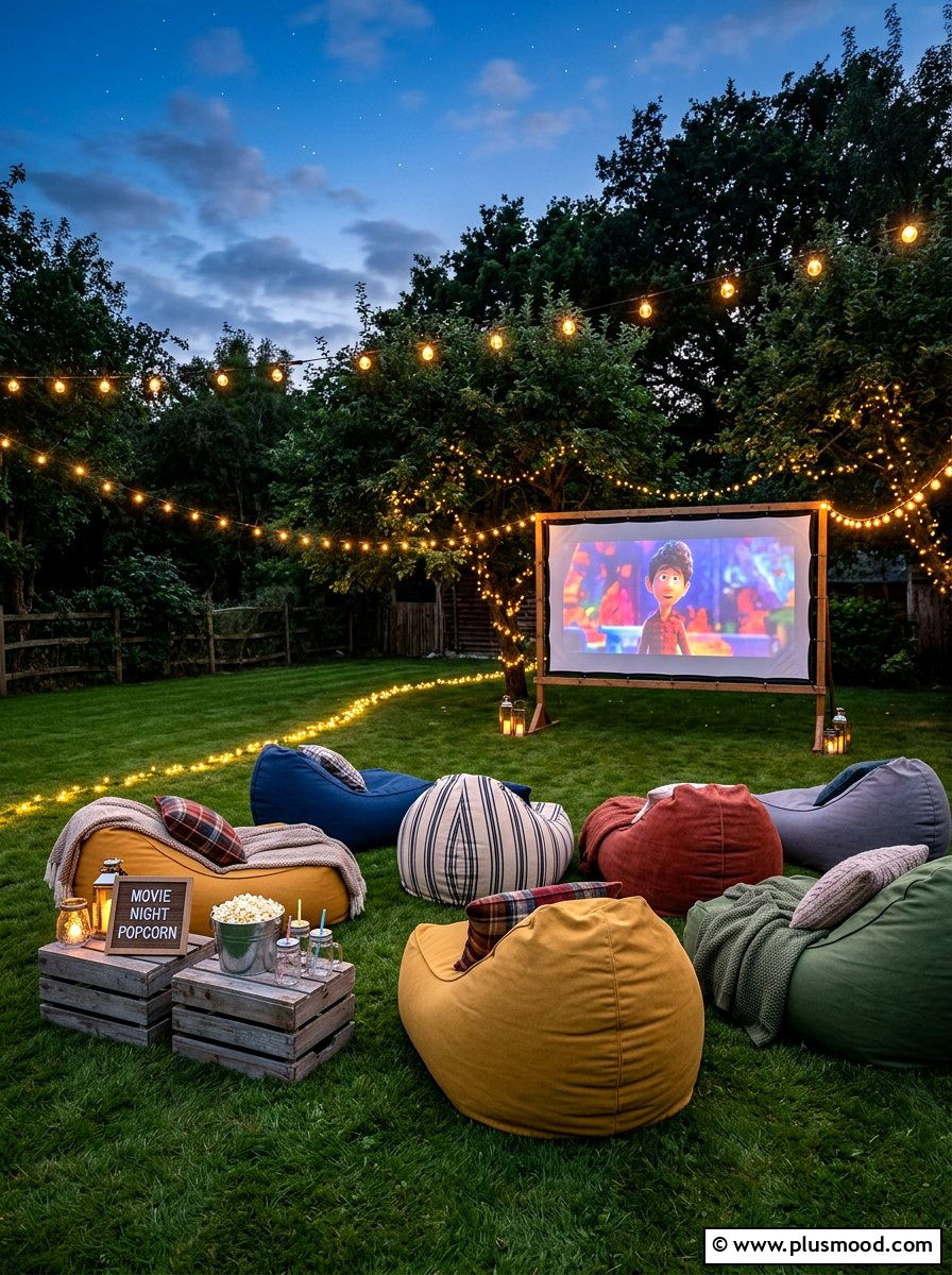 Outdoor movie theater seating - 25 summer backyard seating ideas for guests