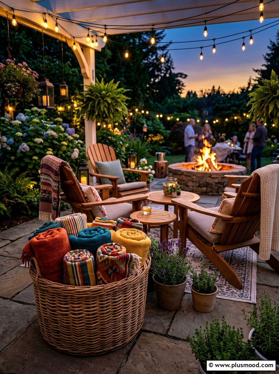 Outdoor party blankets - 25 summer bonfire party ideas