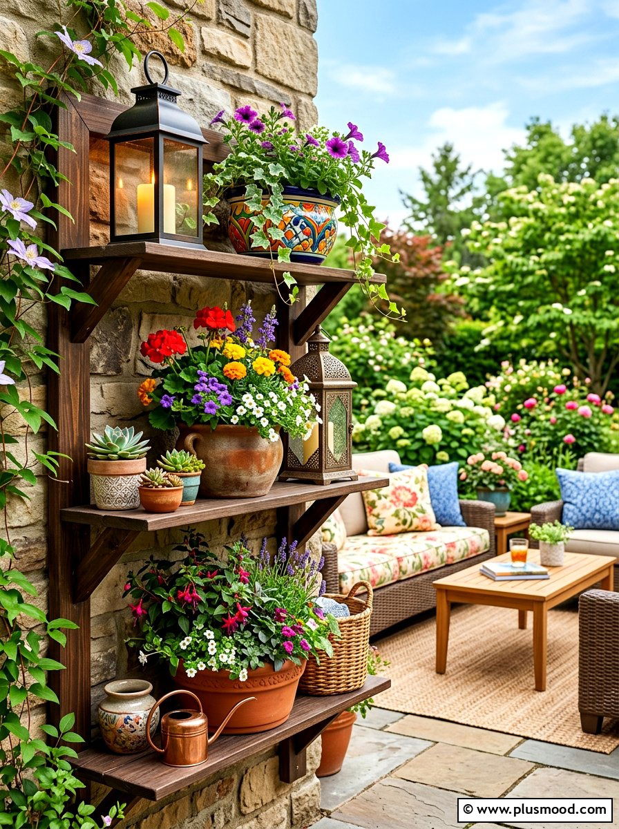 Outdoor patio shelves - 25 summer shelf decor ideas