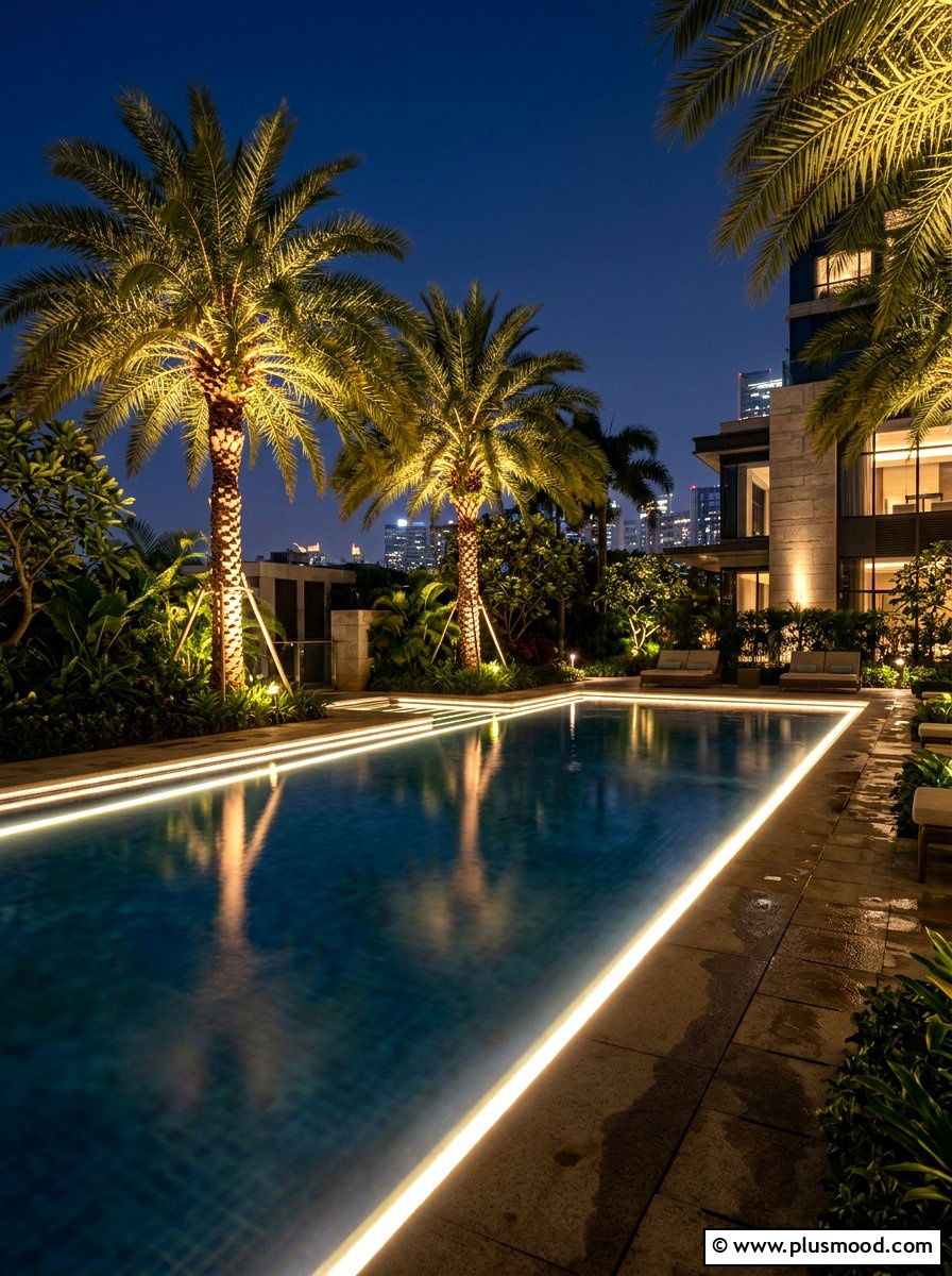 Outdoor pool lighting - 25 pool landscaping ideas for urban backyards
