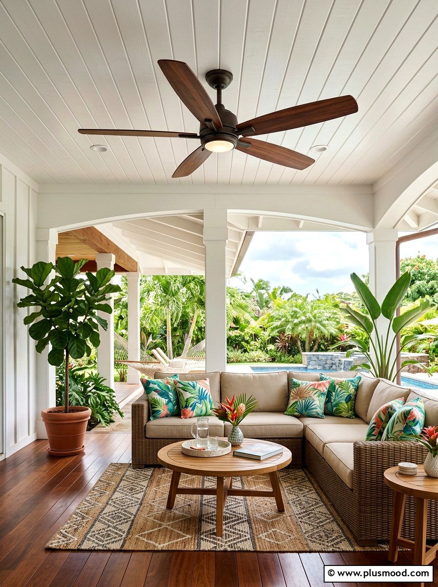Outdoor porch ceiling fan - 25 simple summer front porch ideas