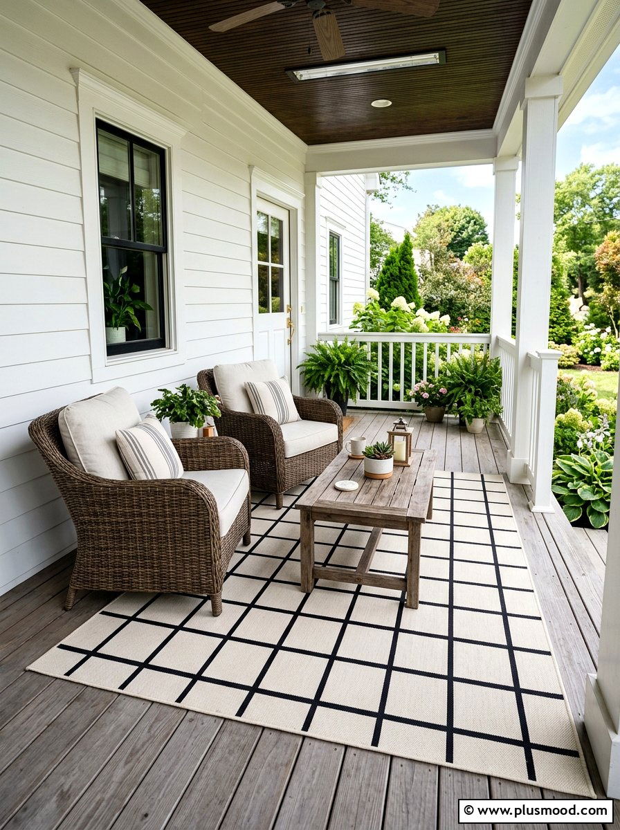 Outdoor porch rug - 25 summer farmhouse porch ideas