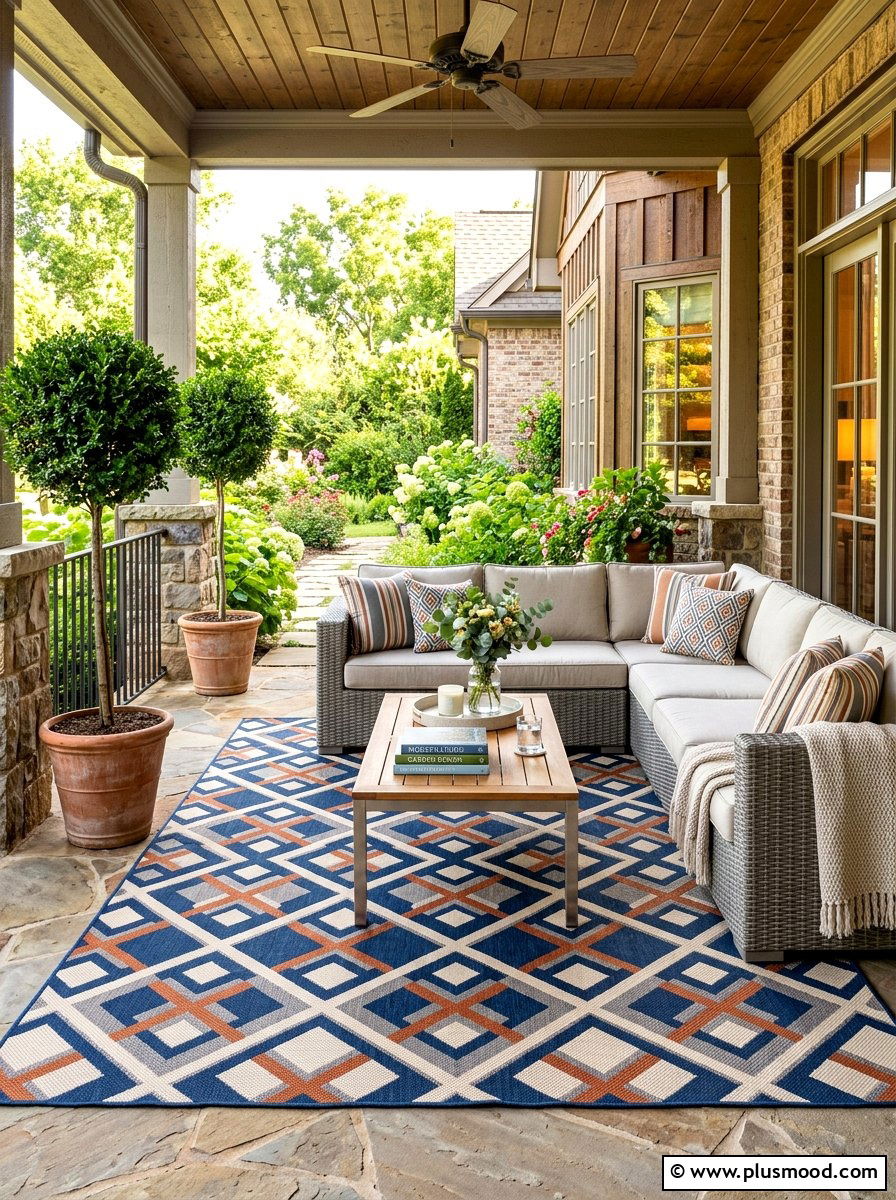 Outdoor porch rug - 25 simple summer front porch ideas