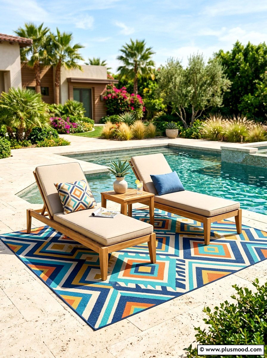 Outdoor rug - 25 summer poolside decor ideas