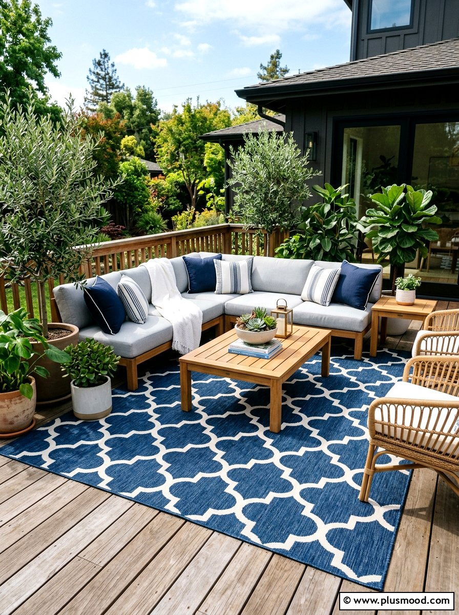 Outdoor rug area - 25 easy summer backyard makeover ideas
