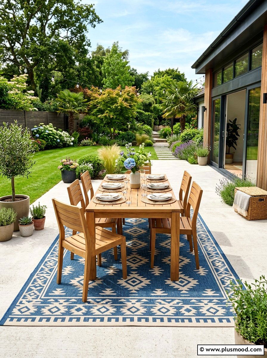 Outdoor rug dining - 25 small backyard ideas on a budget