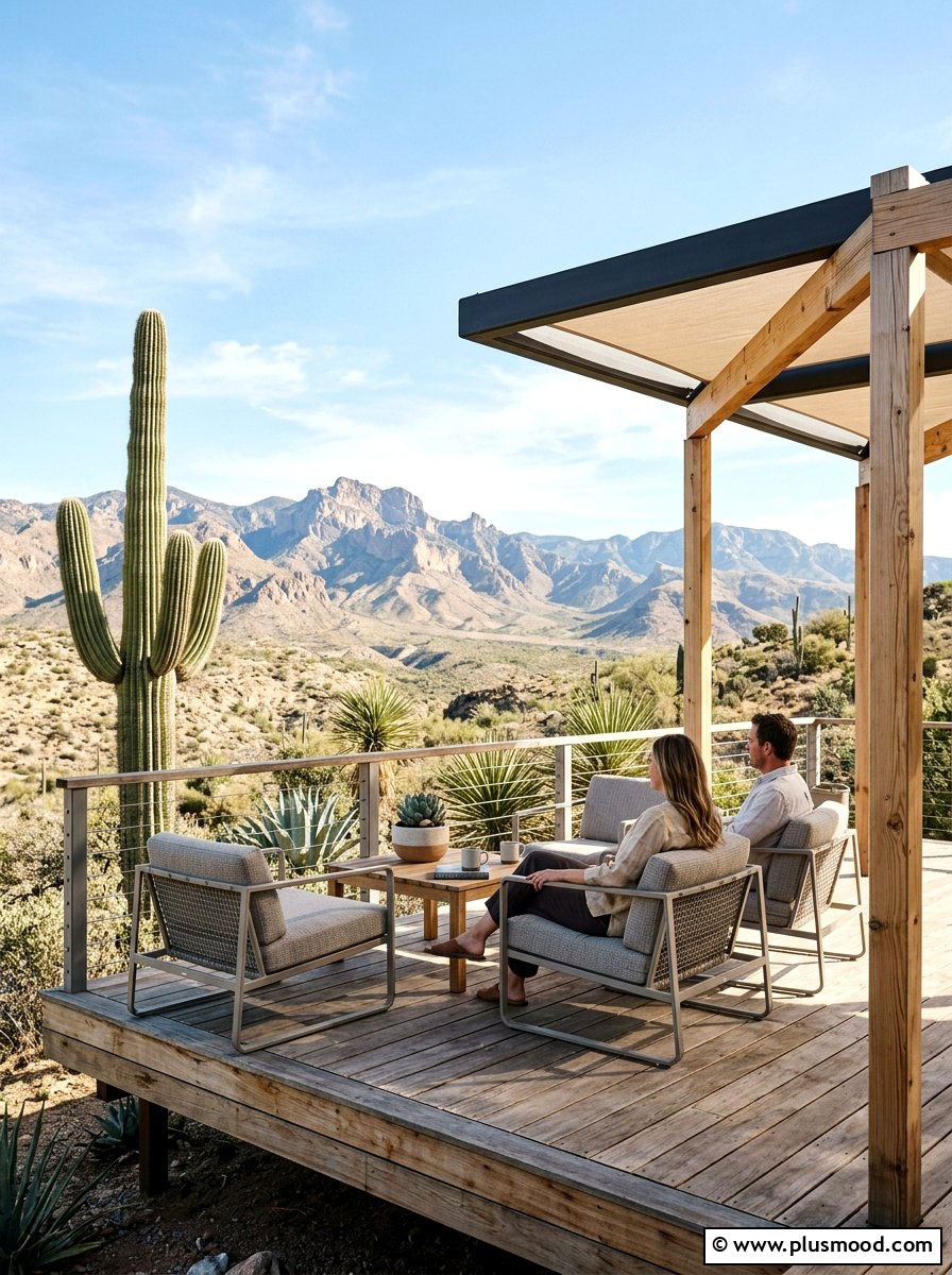 Outdoor seating with desert views - 25 summer desert landscaping ideas