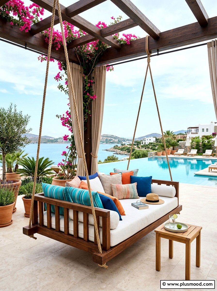Outdoor swing bed - 25 summer balcony swing chair ideas