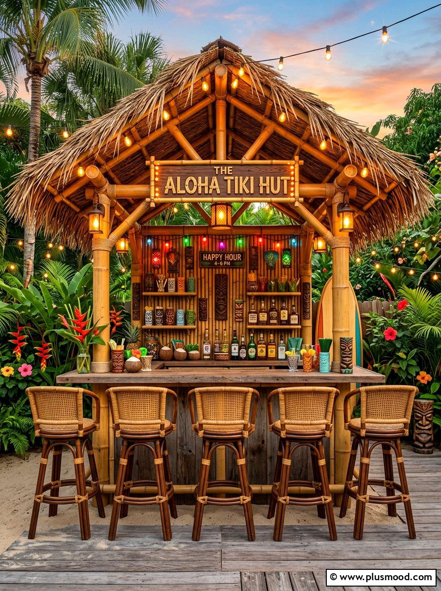 Outdoor tiki bar - 25 summer backyard tropical ideas