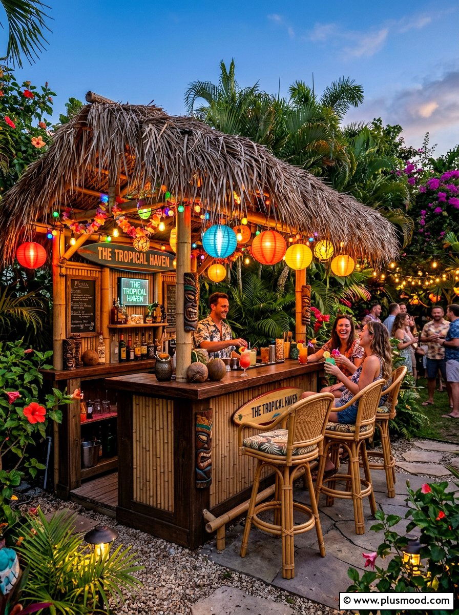 Outdoor tiki bar - 25 summer tropical home decor ideas
