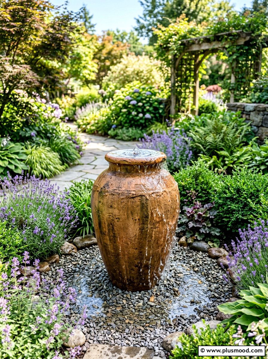 Overflowing Jar Fountain - 25 summer backyard water feature ideas