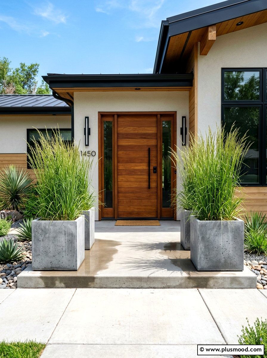 Oversized Concrete Planters - 25 summer modern front porch ideas