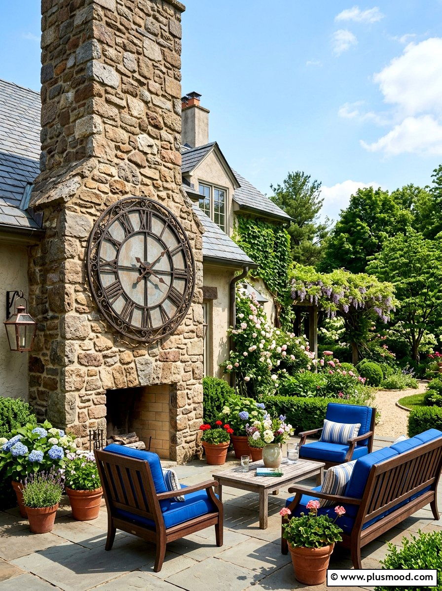 Oversized Outdoor Clock - 25 summer patio wall decor ideas