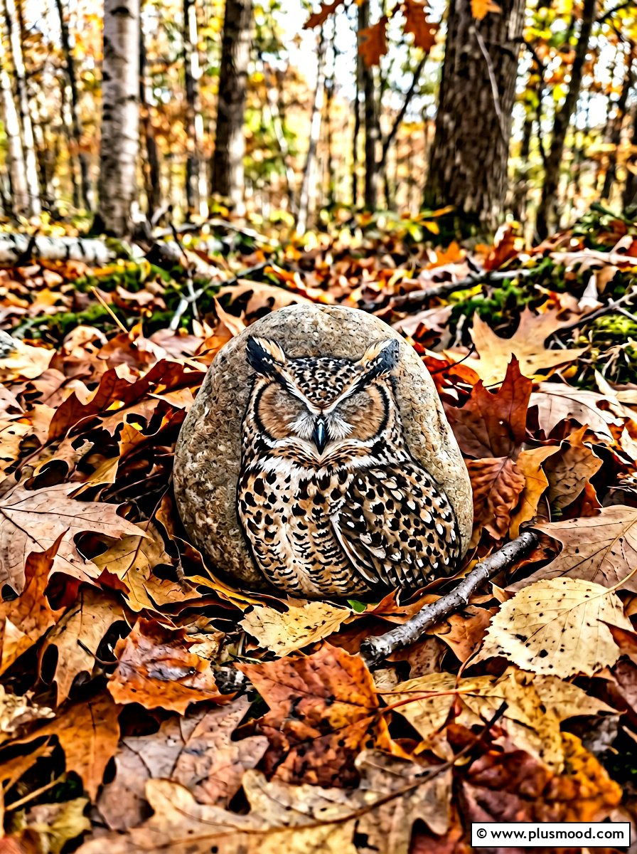 Owl Feather - 25 painted rock ideas with feather design