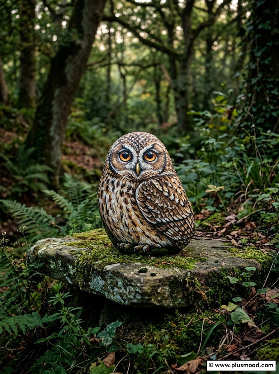 Owl Painted Rock - 25 painted rock ideas for hiding in nature