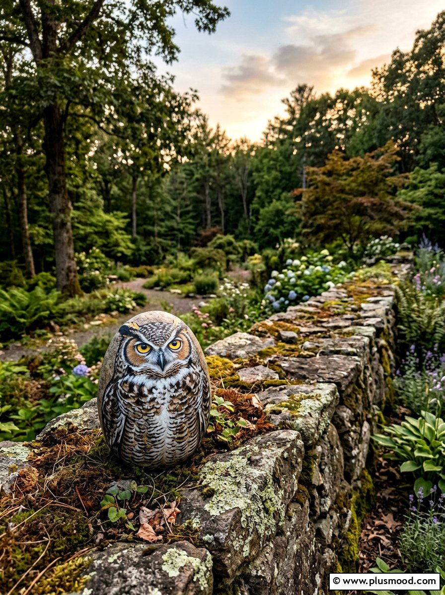 Owl Rock Painting - 25 painted rock ideas for garden