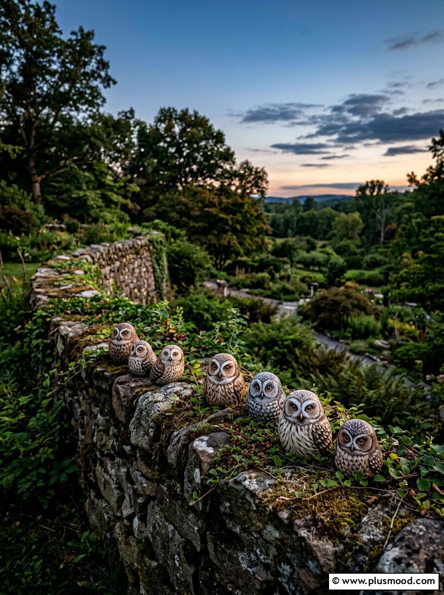 Owl garden stones - 25 painted rock ideas for spring garden