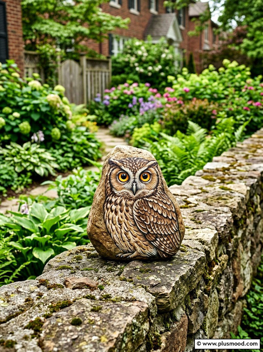 Owl painted rock - 25 painted rock ideas for beginners