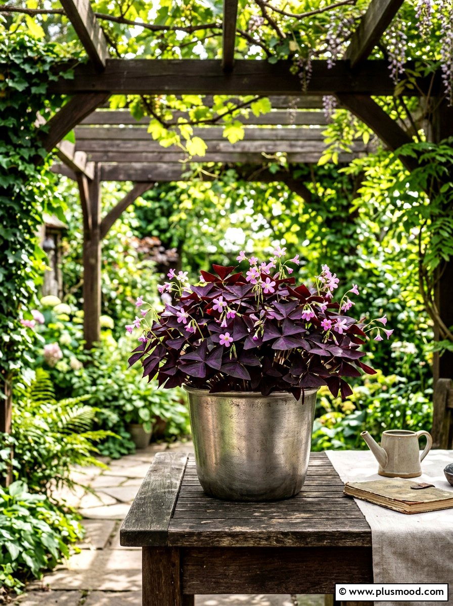 Oxalis Purple Planter - 25 summer planter ideas for part shade