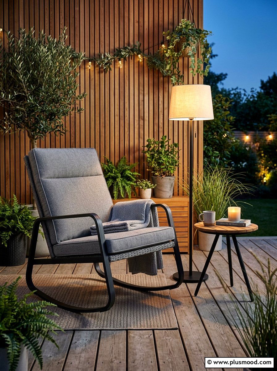 Padded Rocking Chair - 25 summer balcony seating ideas