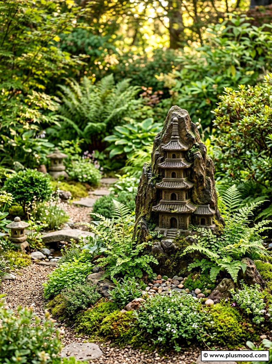 Pagoda landscape stone - 25 painted rock ideas for Japanese garden