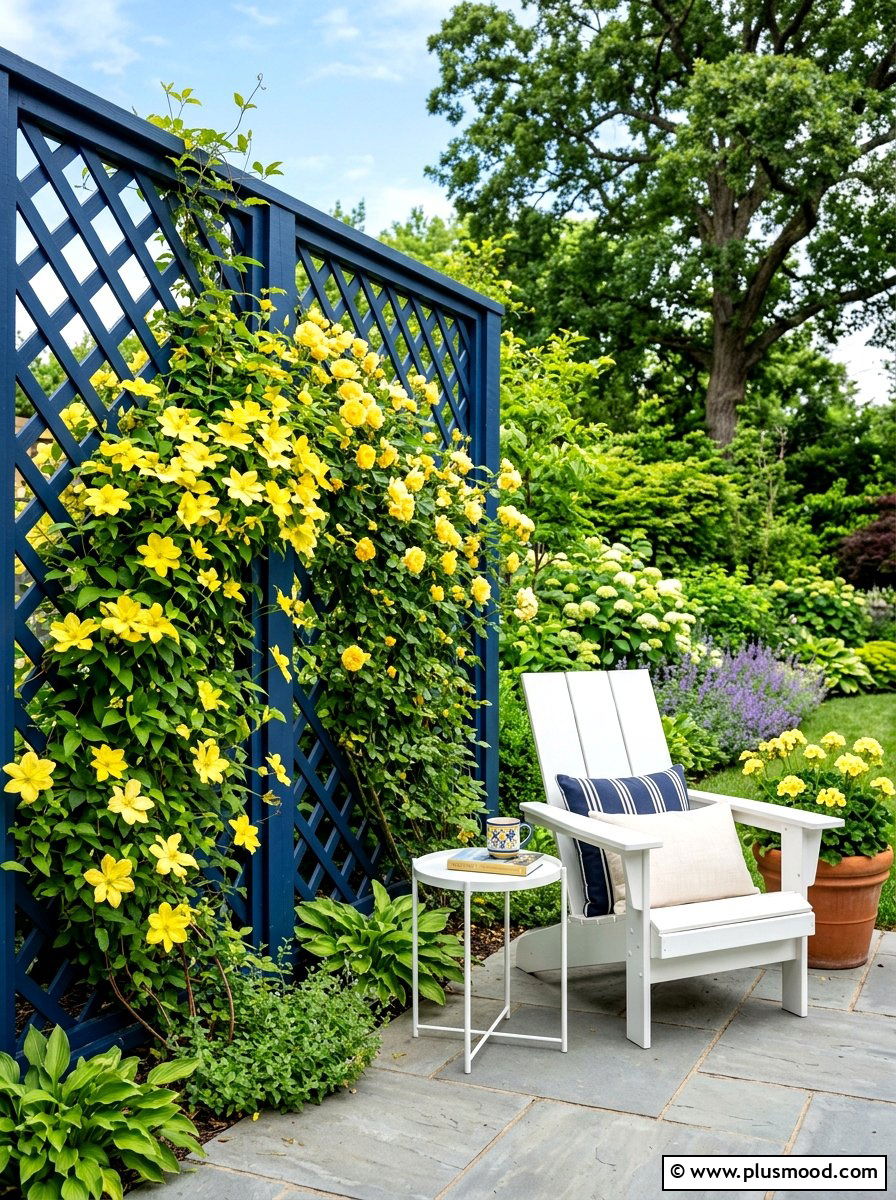 Painted Accent Lattice - 25 small backyard ideas with lattice