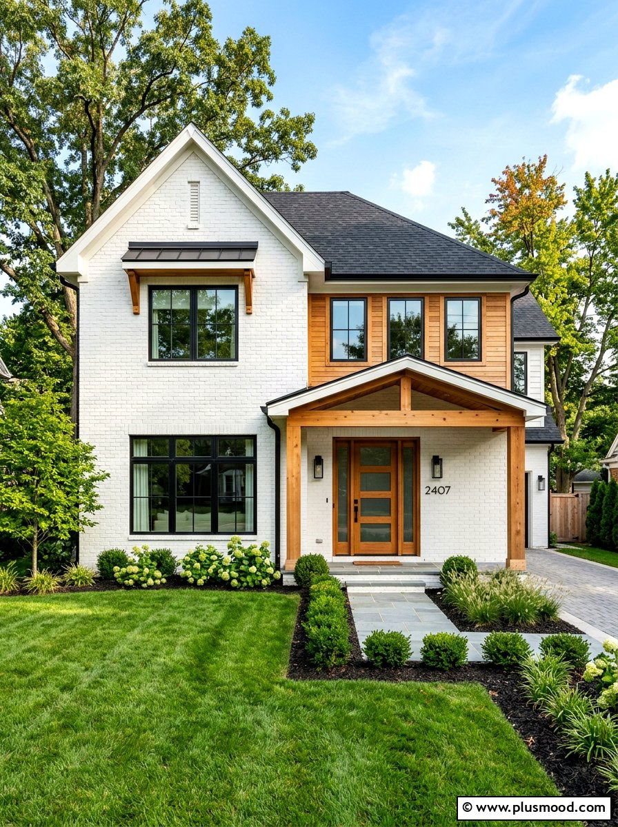 Painted Brick Exterior - 25 summer modern curb appeal ideas