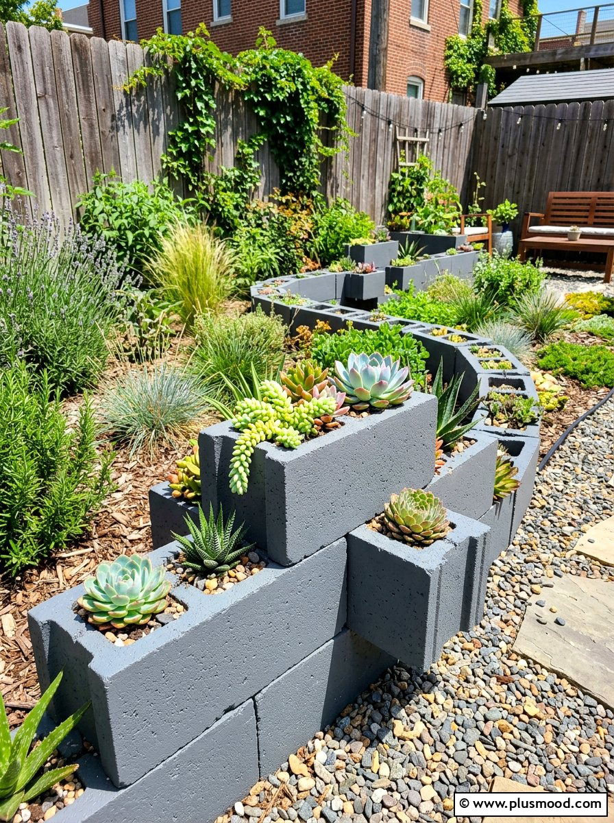 Painted Cinder Block Border - 25 summer flower bed edging ideas