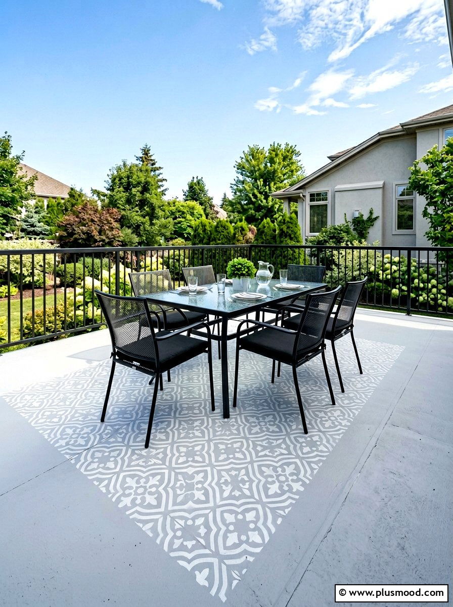 Painted Concrete Deck - 25 summer budget pool area ideas